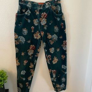 Corduroy floral printed jeans